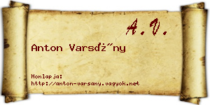 Anton Varsány névjegykártya
